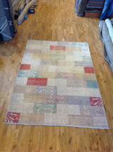 Transitional Pakistani Multi-Color Blocks Rug