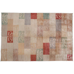 Transitional Pakistani Multi-Color Blocks Rug