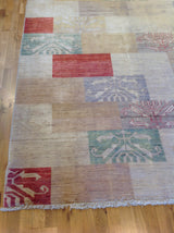 Transitional Pakistani Multi-Color Blocks Rug