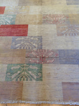 Transitional Pakistani Multi-Color Blocks Rug