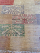 Transitional Pakistani Multi-Color Blocks Rug