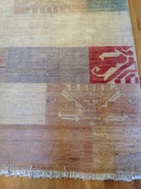 Transitional Pakistani Multi-Color Blocks Rug