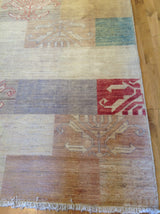 Transitional Pakistani Multi-Color Blocks Rug