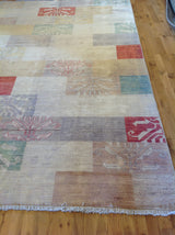 Transitional Pakistani Multi-Color Blocks Rug
