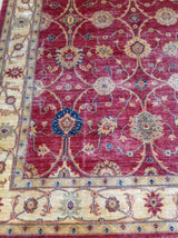 Traditional Pakistani Red Floral Area Rug