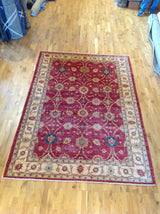 Traditional Pakistani Red Floral Area Rug