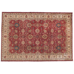 Traditional Pakistani Red Floral Area Rug