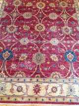 Traditional Pakistani Red Floral Area Rug