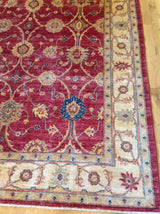 Traditional Pakistani Red Floral Area Rug