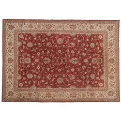 Red and Beige Traditional Pakistani Wool Rug