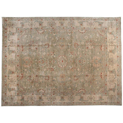 Beige Floral Motif Rug with Red and Teal