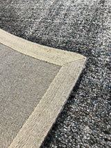 Tufted Grey Area Rug with Garnet and Gold