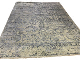 Ivory and Turquoise Transitional Wool Rug