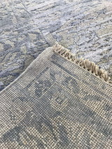 Ivory and Turquoise Transitional Wool Rug