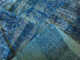 Patchwork Blue Overdyed Rug