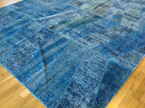 Patchwork Blue Overdyed Rug