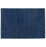 Blue Wool Loop and Cut Graph Check Area Rug