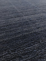 Blue Wool Loop and Cut Graph Check Area Rug