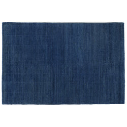 Blue Wool Loop and Cut Graph Check Area Rug