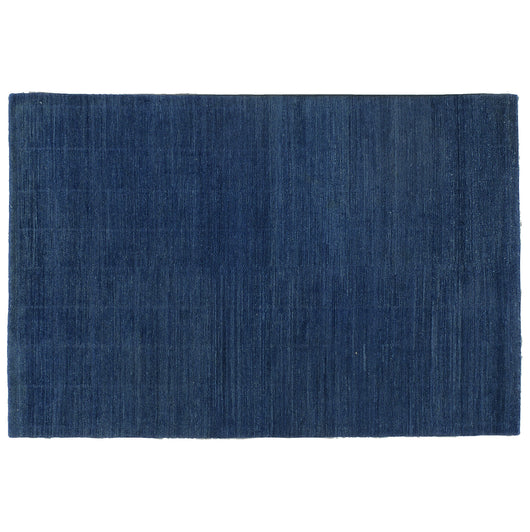 Blue Wool Loop and Cut Graph Check Area Rug