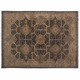 Beige and Black Agra Design Wool Area Rug