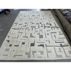 Cream and Grey Contemporary Wool Area Rug