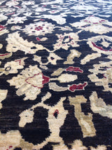 Black Pakistani Traditional Style Wool Area Rug